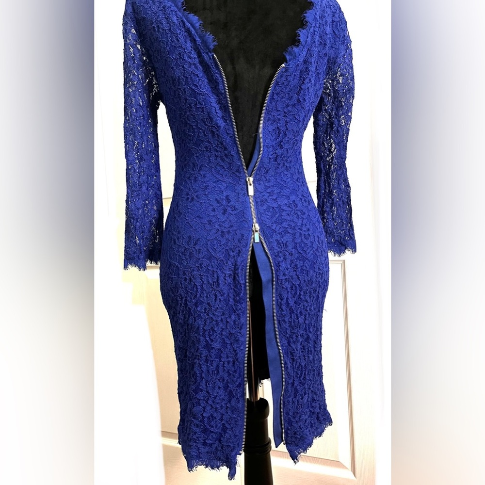 Diane Von Furstenberg DvF Zarita Cobalt Blue Lace Dress sz 6 - Picture 14 of 16